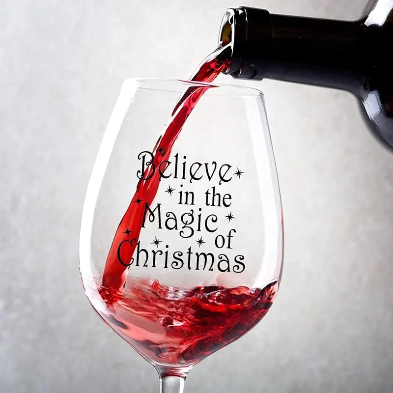 Marke: Rimego Rotweingläser, 2er-Set, Believe in The Magic of Christmas, Rotweinglas, 482 ml, tolles Weingeschenk für Hochzeitstag, Weihnachten, Geburtstag — Wein und Festtafel