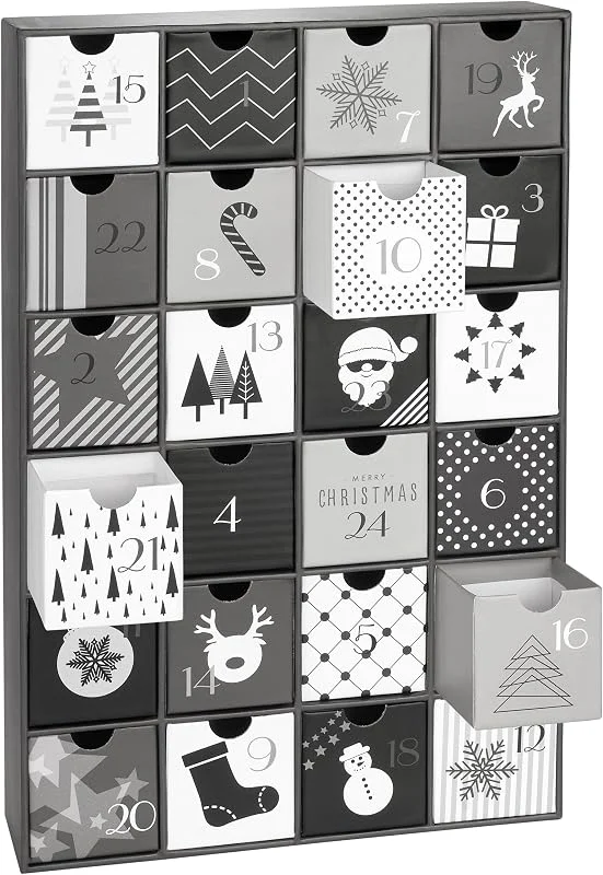 Besuche den BRUBAKER-Store BRUBAKER Adventskalender zum Befüllen - Schwarz Weiße Weihnachten — Advent und Tisch