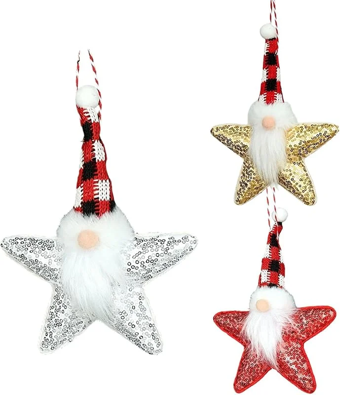 Marke: Générique 3-teiliges Weihnachtsbaumschmuck-Set mit Sternen, aus Plüsch — Weihnachtsdeko