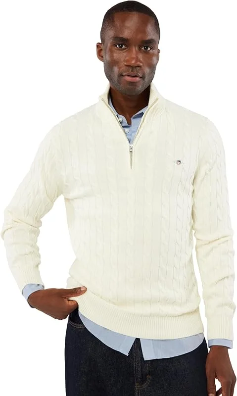 Gant Herren Cotton Cable Half Zip Pullover (1er Pack) — Weihnachtsmode
