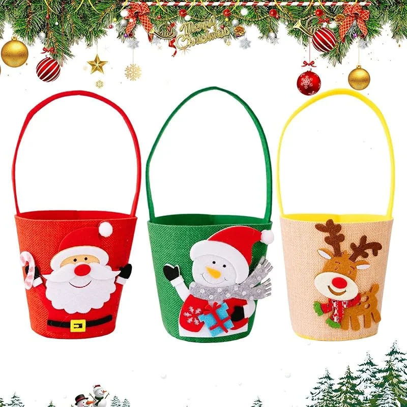 Marke: Générique Geschenktüten für Weihnachten, 3 Stück, wiederverwendbar, Vlies — Geschenkverpackung