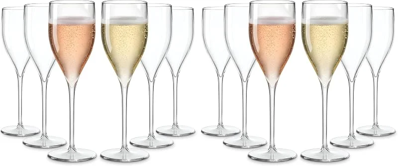Besuche den WUITOKI-Store WUITOKI Sektgläser Plastik, 6 Stk, 18cl, spülmaschinenfest, unzerbrechlich, BPA-frei, Verwendung: Events, Partys, Picknick, Camping (Packung mit 2) — Wein und Festtafel
