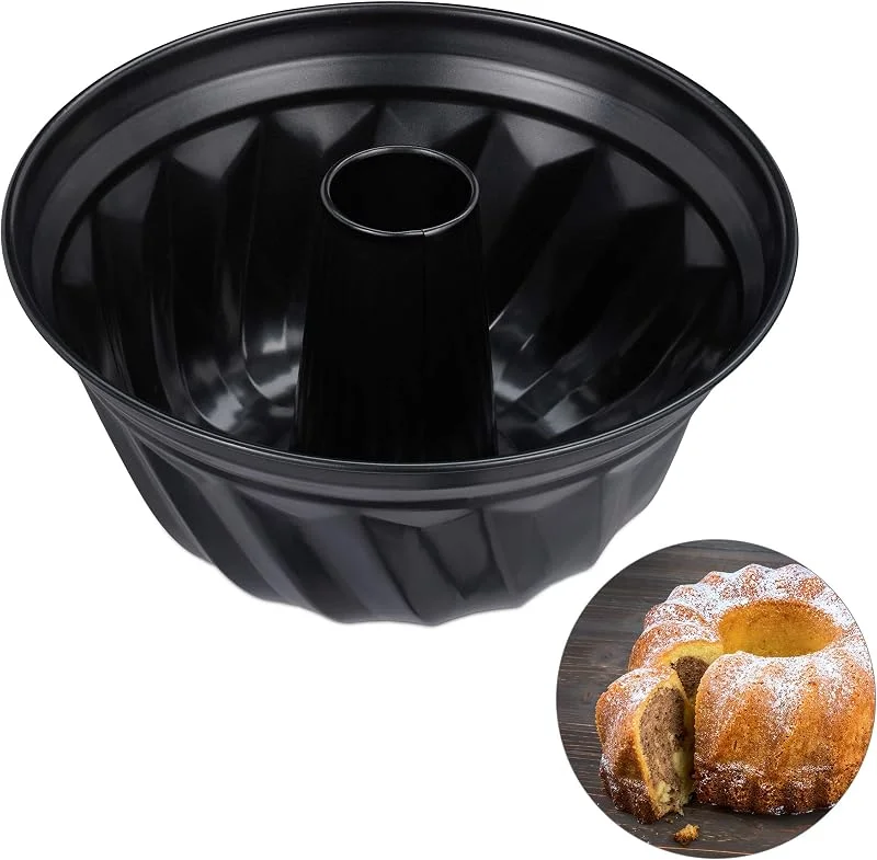 Besuche den Relaxdays-Store Relaxdays Gugelhupfform, Marmor- & Rührkuchen, antihaftbeschichtet, Ø 25 cm, Carbonstahl, runde Napfkuchenform, schwarz, 1 Stück — Weihnachtskueche