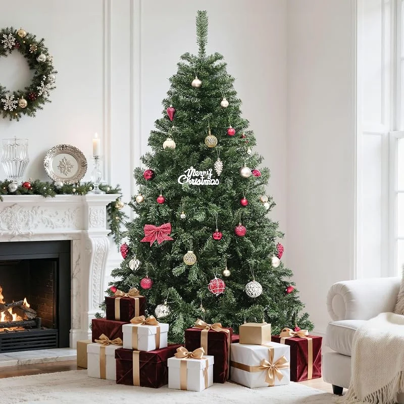 Besuche den YITAHOME-Store YITAHOME 182cm Künstlicher Weihnachtsbaum, ca. 880 Spitzen, Naturgetreu, Dichte Zweige, Tannenbaum mit Metallständer & Klappsystem-Rahmen, Schnellaufbau für Zuhause Büro Geschäfte, 182 x Φ115cm — Weihnachtsdeko