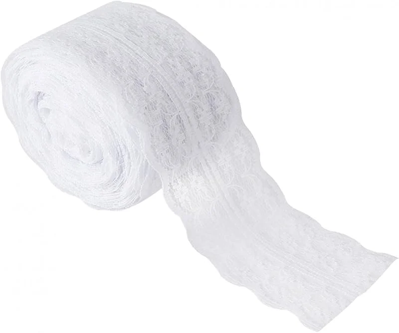 Besuche den Tyenaza-Store Tyenaza Spitzenband, Schleifenband Geschenkband Hochzeit Band, 10 m, Rolle 4, 5 cm Breite Spitzenband DIY Dekorative Spitzenarbeit für Hochzeit Geburtstag Weihnachten (7 Farben)(Weiß) — Geschenkverpackung