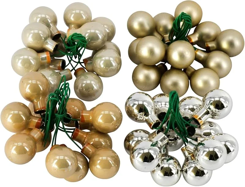 Marke: Klocke Weihnachtskugeln Hochwertige & Dekorative Glas Spiegelbeeren am Draht - Glänzend & Matt - Dekokugeln, Tischdeko, Christbaum, Weihnachten (Champagner, Ø 2cm (144 Stück Sortiert)) — Advent und Tisch