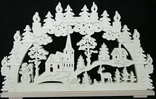 Besuche den Rudolphs Schatzkiste-Store Rudolphs Schatzkiste Schwibbogen mit Kirche Haus Waldtieren und Beleuchtung BxHxT 70x43x7cm NEU Lichterbogen Fensterbogen Spitzbogen Erzgebirge Seiffen Weihnachten Licht Holz Dekoration Beleuchtung — Weihnachtsdeko