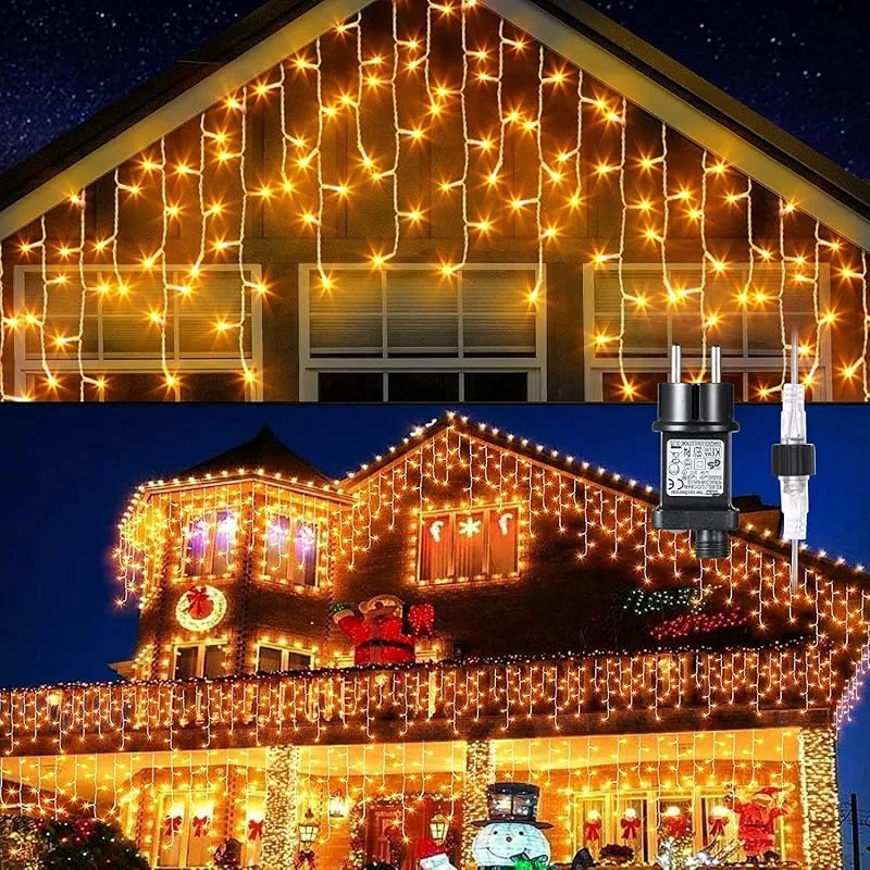 Besuche den GlobaLink-Store GlobaLink Eisregen-Lichterkette 4M 144 LEDs warmweiß IP44 mit Stecker — Weihnachtsbeleuchtung