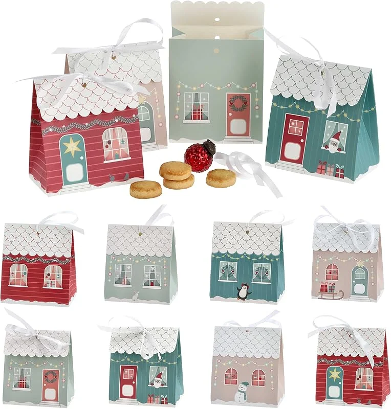 Besuche den Cepewa-Store Adventskalender Haus DIY Bastelset │ 48tlg 24 Häuser Papier bunt Seidenband │ Weihnachten Adventszeit Kalender (1 x Adventskalender Haus 48tlg.) — Advent und Tisch