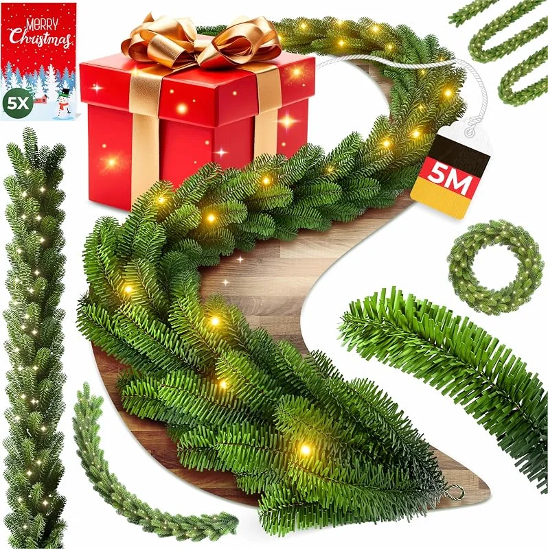 Besuche den KESSER-Store KESSER® Weihnachtsgirlande 10m mit Beleuchtung 200 LEDs - Timer - LED Kette 8 Leuchtmodi - Weihnachtsbeleuchtung - Weihnachtsdeko In & Outdoor - Tannen-Girlande inkl. Fernbedienung