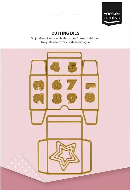 Besuche den Vaessen Creative-Store Vaessen Creative Stanzschablonen Adventskalender Schachteln - 14 Cutting Dies - 1 x 1, 2 cm bis 9 x 15 cm - Bastelzubehör für DIY, Basteln mit Papier und Weihnachtsdeko - für Stanz- und Prägemaschinen — Advent und Tisch
