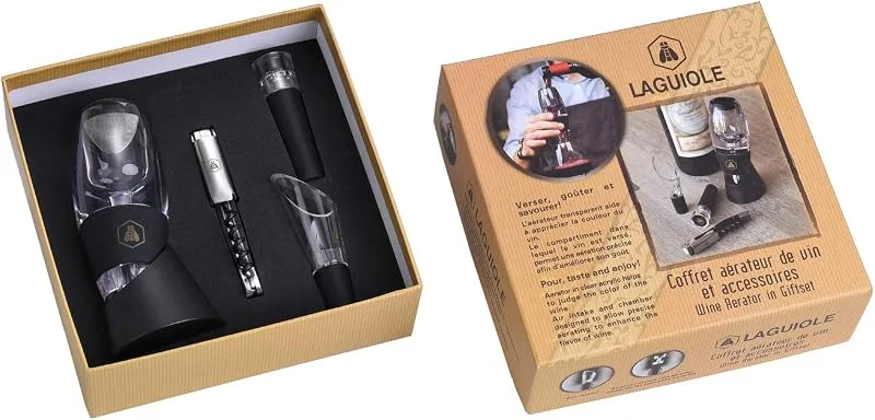 Besuche den LAGUIOLE-Store LAGUIOLE - Wine Aerator Box and 3 Accessories - Plastic - Black — Wein und Festtafel
