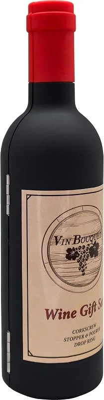 Besuche den VB VIN BOUQUET-Store Vin Bouquet FI 314 Set Geschenkset Wein, ABS, Kautschuk und SS, Silber, 26 x 13 x 3.5 cm, 5 Stück — Wein und Festtafel