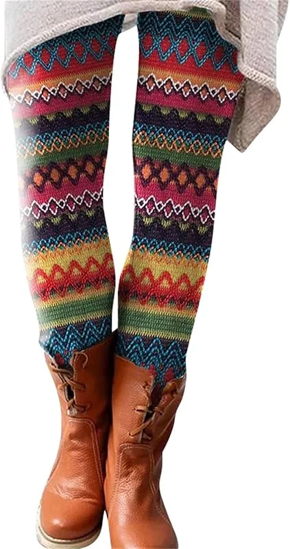 Marke: Generisch Bunte Leggings Damen Bunt Winter - Leggings Damen Hose Lang High Waist Pyjamahose Gedruckt Bequeme Yogahose Skinny Thermo Bauchkontrolle Jogginghose Freizeithose Elastische Bleistifthose Haushose — Weihnachtsmode