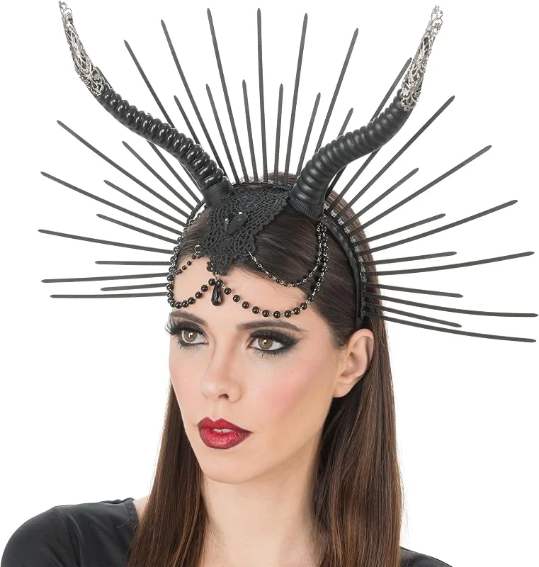 Marke: Chaks Chaks - Gothic Haarreif mit Hörnern und Perlen, Fantasy — Weihnachtsmode