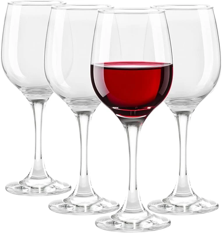 Besuche den Glasmark KROSNO 1992-Store Glasmark KROSNO 1992 Weingläser Set Gläser 4 Stück 250 ml Weißweingläser Rotweingläser Wein Glas Dessert Coctail Wassergläser Spülmaschinenfest, Durchsichtig, Rot — Wein und Festtafel