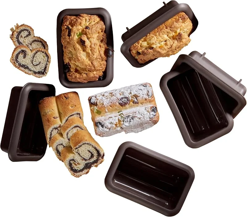 Besuche den Lurch-Store Lurch 85077 FlexiForm Mini Stollen 6er Set, Backförmchen für 6 kleine Stollen (9.1 x 5.6 x 3.9 cm) aus 100% BPA-freiem Platin Silikon — Weihnachtskueche