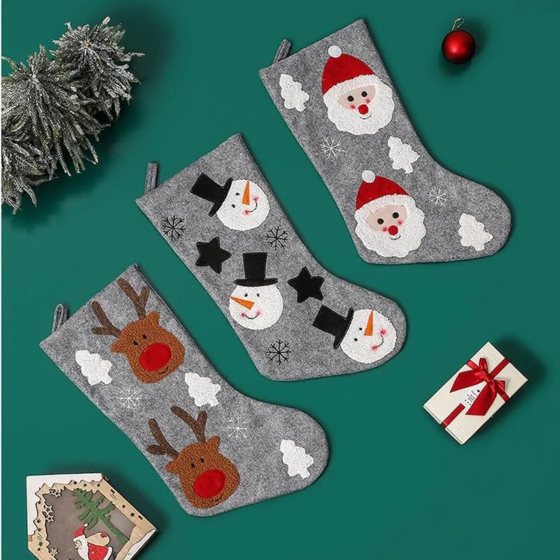 Marke: UCSUSA Weihnachtsstrümpfe-Set, Weihnachtsmann, Schneemann, Rentier, Zwerg, Hakenstrümpfe, rustikale hängende Strümpfe, Dekoration für Weihnachtsbaum, Familie, Urlaub, Jahreszeit — Weihnachtsdeko