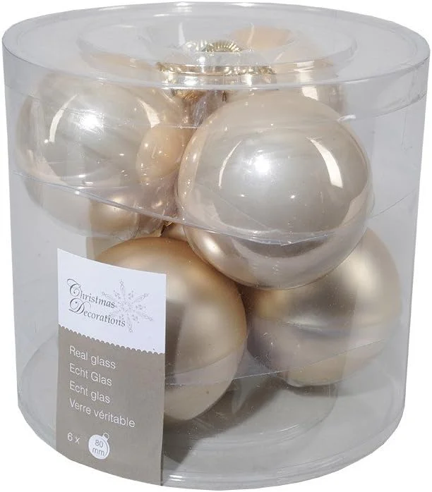 Marke: Fizzco Weihnachtskugeln, Christbaumkugeln aus Glas, 80 mm, emaille, matt, champagner — Weihnachtsdeko