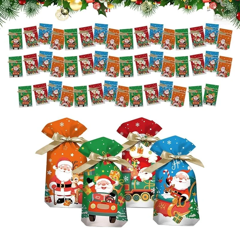 Marke: Jvjggag Weihnachtsbeutel mit Kordelzug, 50 Stück, festliche Partygeschenkbeutel — Geschenkverpackung