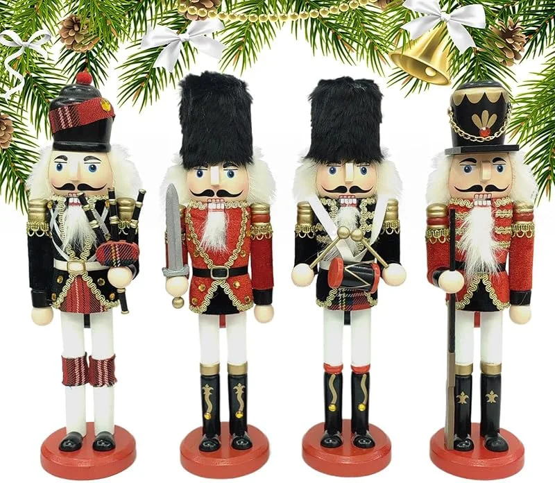 Marke: Jvjggag Nussknacker Weihnachten 4 Stück Holz Deko Festival Skulptur — Weihnachtsdeko