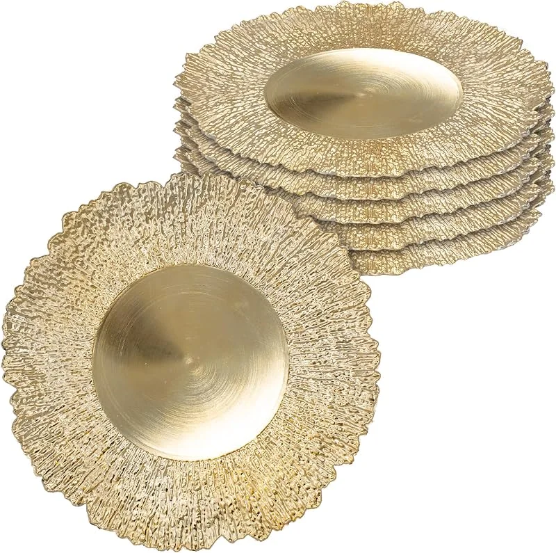 Besuche den Spetebo-Store Kunststoff Teller Gold 33 cm - 6er Set - Deko Kerzentablett - Weihnachten Advent Dekoration Kerzen Geschenk Tablett Schale rund — Kerzenlicht Abendessen