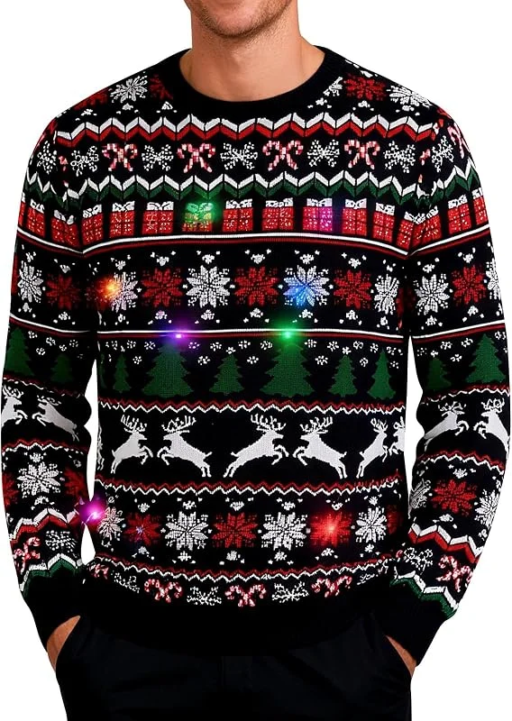Besuche den Goodstoworld-Store Goodstoworld Hässlicher Weihnachtspullover für Herren und Damen, gestrickt, mit mehrfarbigen LED-Blinklichtern, Weihnachten 02, X-Groß — Weihnachtsmode
