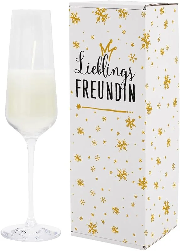 Besuche den Herz & Heim-Store Herz & Heim® -Lieblings ...- Duftkerze im Sektglas in personalisierter Verpackung — Kerzenlicht Abendessen