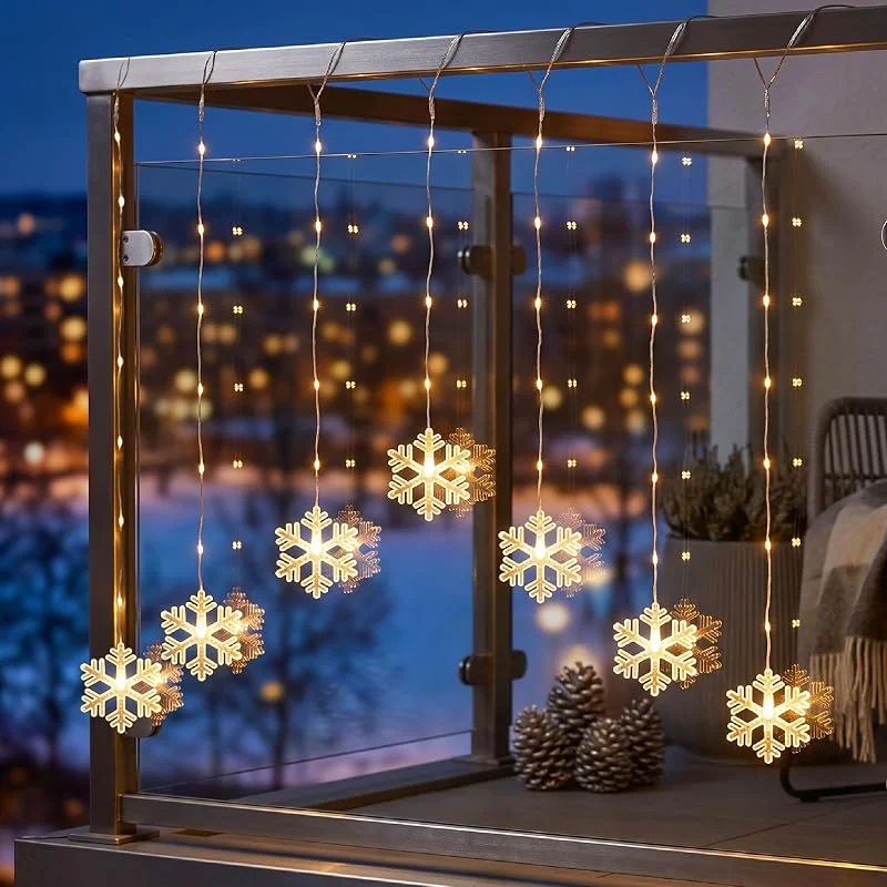 Besuche den Spetebo-Store LED Lichtervorhang Schneeflocke 120x70 cm - 47 LED warmweiß - Fenster Deko Lichterkette — Weihnachtsbeleuchtung