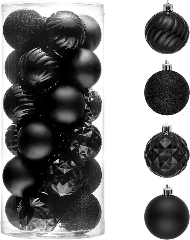 Besuche den Valery Madelyn-Store Valery Madelyn Weihnachtsbaumschmuck-Set für Herbst, Halloween-Dekoration, 61 cm, 6, 9 cm, schwarz, bruchsicher, Weihnachtskugel, Ornamente, hängende Weihnachtsfeiertagsdekoration — Weihnachtsdeko