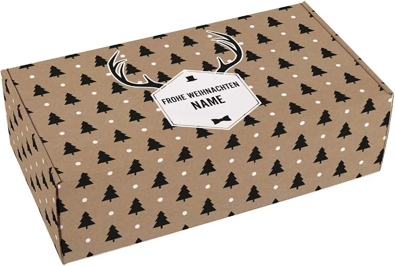 Besuche den Herz & Heim-Store Herz & Heim® Personalisierter Geschenkkarton zu Weihnachten für Männer mit Ihrem Wunschnamen auf dem Deckel L — Geschenkverpackung
