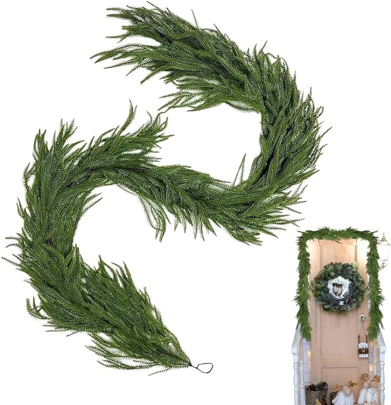 Marke: Generisch Tannengirlande – künstliche Kieferngirlande für den Außenbereich, Ornamente, Heimdekoration, realistischer Kranz für Fenster, Baum, Veranda, Kamin, Innentür, Geländer, Tisch — Weihnachtsdeko
