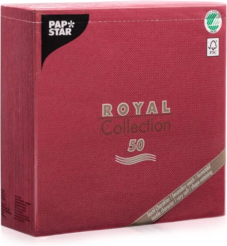 Besuche den PAPSTAR-Store PAPSTAR 11608 50 Servietten Royal Collection 1, 4-Falz 40 x 40 cm, Bordeaux — Advent und Tisch