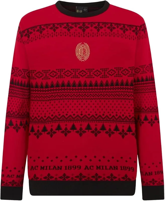 Marke: AC Milan A.C. Milan - 2024 Weihnachtspullover mit Weihnachtsmuster, offizielles Produkt, XS — Weihnachtsmode