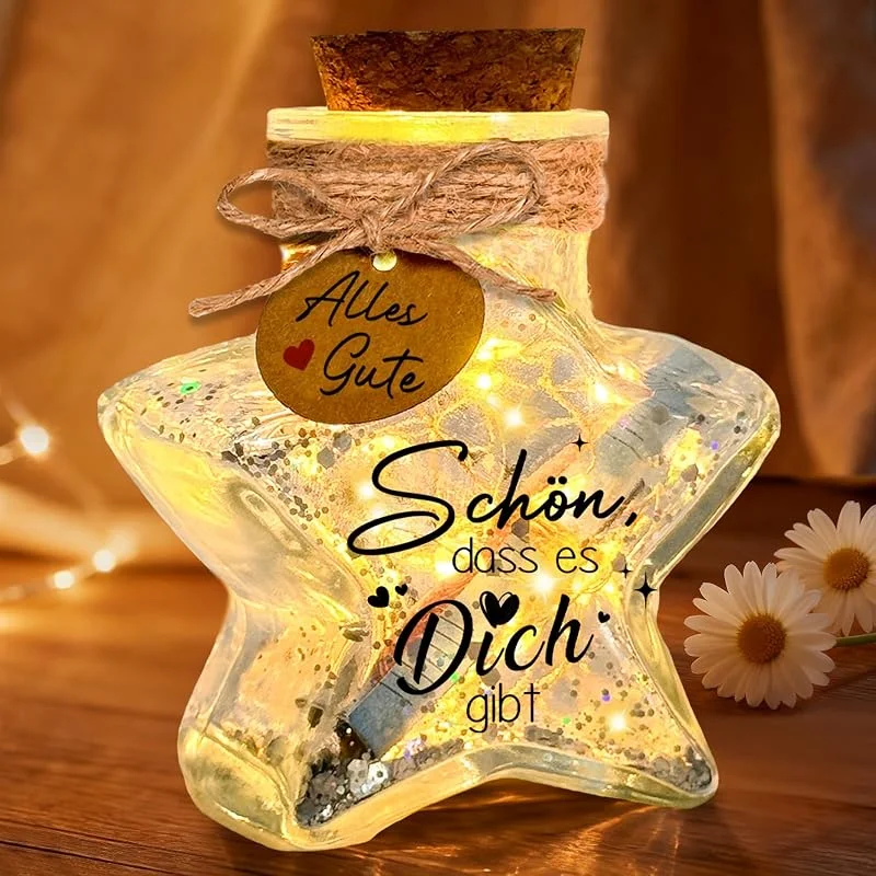 Marke: Leboria Personalisierte Geschenke für Frauen - LED Flaschenlicht mit Schön dass es Dich gibt, Geldgeschenke Geburtstag Weihnachtsgeschenke für Beste Freundin, Geschenk für Frau Muttertag Mama — Kerzenlicht Abendessen