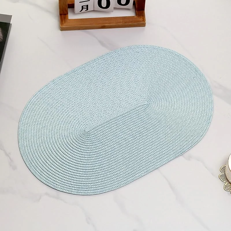 Besuche den Epinki-Store Epinki Tischsets Platzsets Natur Oval, 2Pcs Set 45x30CM Platzsets Waschbar Oval Welle Hitzebeständige aus PP, Tischuntersetzer Weihnachten Hellblau für Speisetisch Hotel — Küche & Haushalt