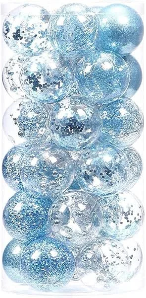 Marke: xiao 30PCS 7CM Weihnachtskugeln, Weihnachtsbaum Dekorationen Weihnachts hängende Ornamente kleine zerstörungsfeste Kugeln für Heim Festgeschenke Weihnachtsdekorationen (hellblau)