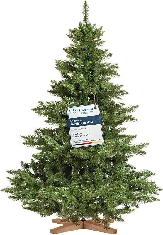 Besuche den FairyTrees-Store FairyTrees Weihnachtsbaum Künstlich 150 cm Nordmanntanne — Advent und Tisch