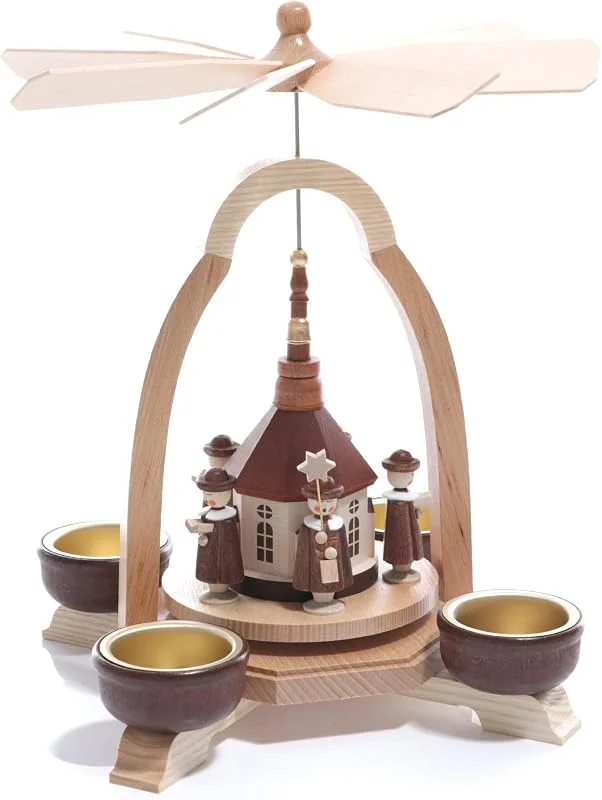 Besuche den Rudolphs Schatzkiste-Store Rudolphs Schatzkiste Teelichtpyramide mit Kirche BxHxT ca 17x25x17 cm NEU Weihnachtspyramide Holzpyramide für Teelichter Tischpyramide Teelichtpyramide — Weihnachtsdeko