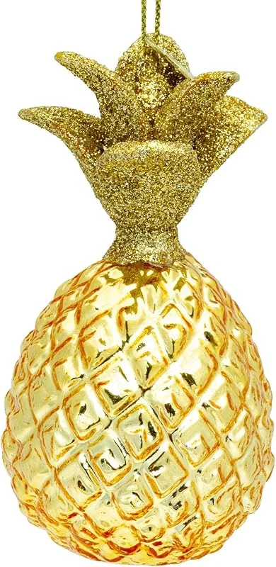 Besuche den SIKORA-Store SIKORA Goldene Ananas besondere Weihnachtskugel Glas Christbaumschmuck Deko Figur Weihnachten Anhänger Ornament - Trend Line - BS480 — Weihnachtsdeko