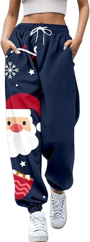 Marke: Générique Damenhose, bedruckt, Weihnachten, hohe Taille, große Größe, Jogginghose mit Taschen, leicht, locker, Sport-Leggings, Arbeit, Fitness, Yoga, Laufen, Fitnessstudio, lässig, Jogging, 24-schwarz, XX-Large — Weihnachtsmode