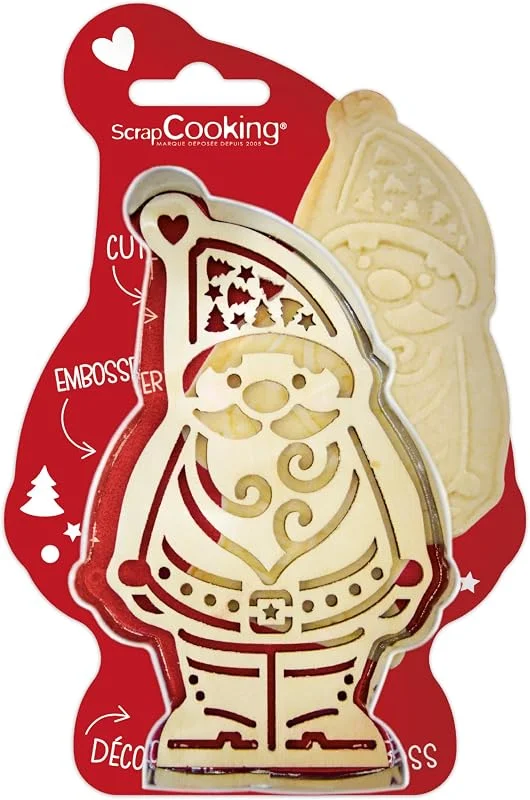 Besuche den ScrapCooking-Store ScrapCooking - Ausstechform & Präge-Set aus Holz mit Weihnachtsmann – Ausstechform Weihnachten aus Edelstahl für Kekse im Relief – Backform Zubehör zum Backen – Geschenkidee Küche Xmas – 2079 — Weihnachtskueche