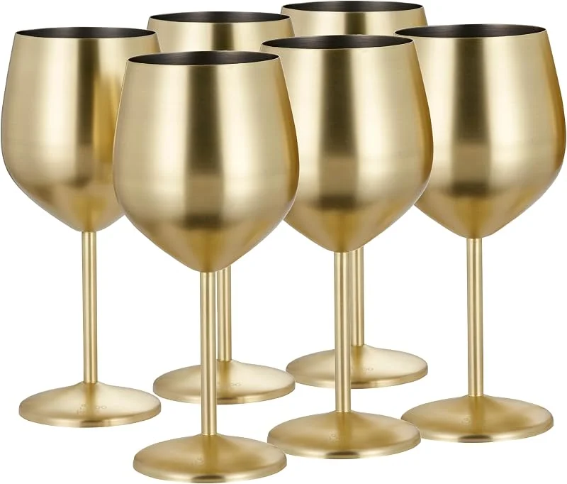 Besuche den OS Oak & Steel ENGLAND-Store Oak & Steel - 6 elegante große Weingläser in Gold Matt, 550ml - unzerbrechliches Glas Geschenkset für Hausbar, Hochzeit, Jahrestag, Geburtstagsparty, Outdoor und Camping Weingläser — Wein und Festtafel