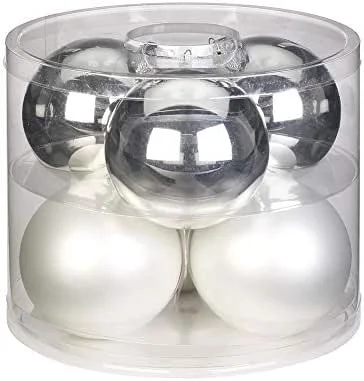 Marke: Magic Weihnachtskugeln Glas 10cm 6 STK. Christbaumkugeln Christbaumschmuck (Silber Glanz, Weiss matt) — Weihnachtsdeko