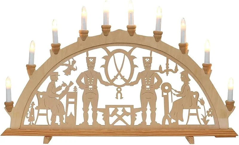 Besuche den Dekohelden24-Store Wunderschöner Schwibbogen, 10 flammig, Motiv: Bergleute, ca. 71 x 4 x 40 cm — Weihnachtsdeko