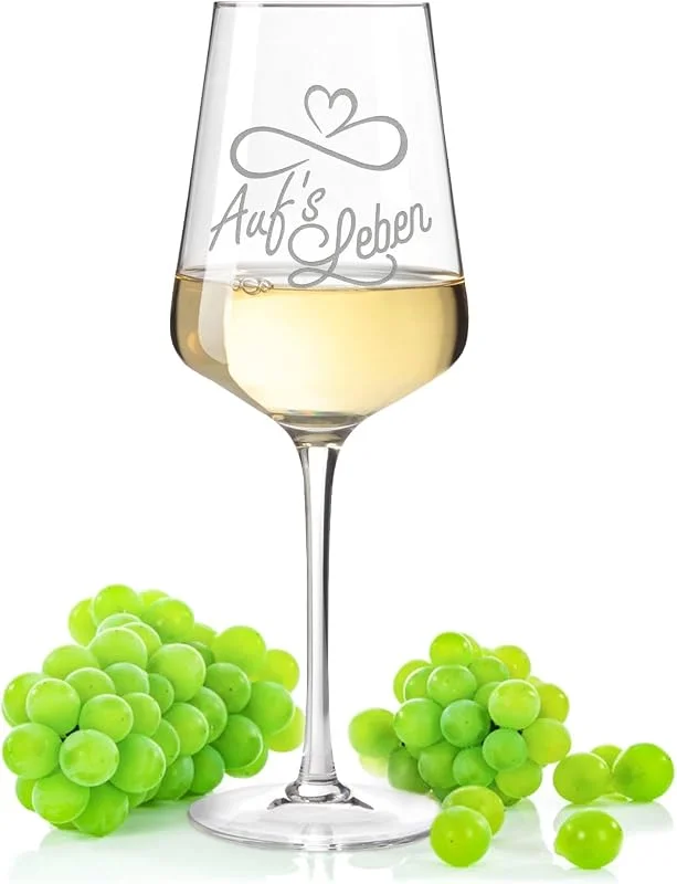 Besuche den GRAVURZEILE-Store GRAVURZEILE Weinglas mit Gravur - Auf's Leben - lustiges Spruchglas als Geschenk für Weinliebhaber - Geschenke für Sie & Ihn - Geeignet für Rotwein, Weißwein & Aperol Spritz — Wein und Festtafel
