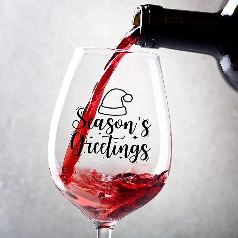 Marke: Rimego Rotweingläser 2er Set Season's Greetings Rotweingläser 325 ml Tolles Weingeschenk für Hochzeitstag, Weihnachten, Geburtstag — Wein und Festtafel