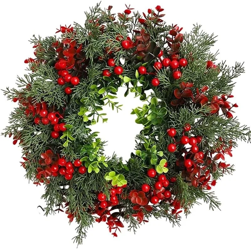 Marke: Lamdbao Weihnachtskranz Für Die Haustür, Winterkranz Tannennadeln Und Roten Beeren Für Die Wanddekoration Im Innen- Und Außenbereich — Weihnachtsdeko