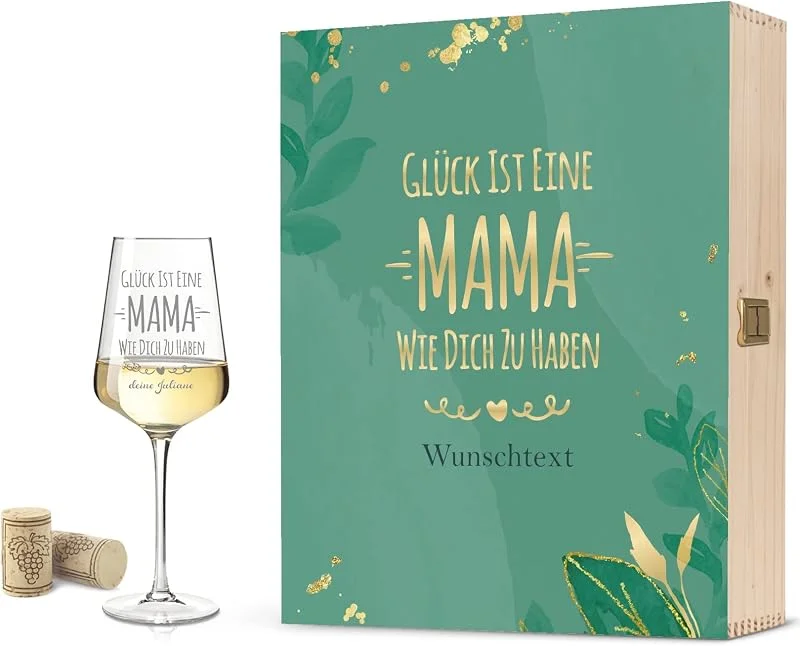 Besuche den GRAVURZEILE-Store GRAVURZEILE Weißweinglas mit Gravur - Geschenke für Mama - Personalisierte Geschenke mit Name - Glück ist eine Mama wie Dich zu haben - Geburtstagsgeschenke für Mutter — Wein und Festtafel