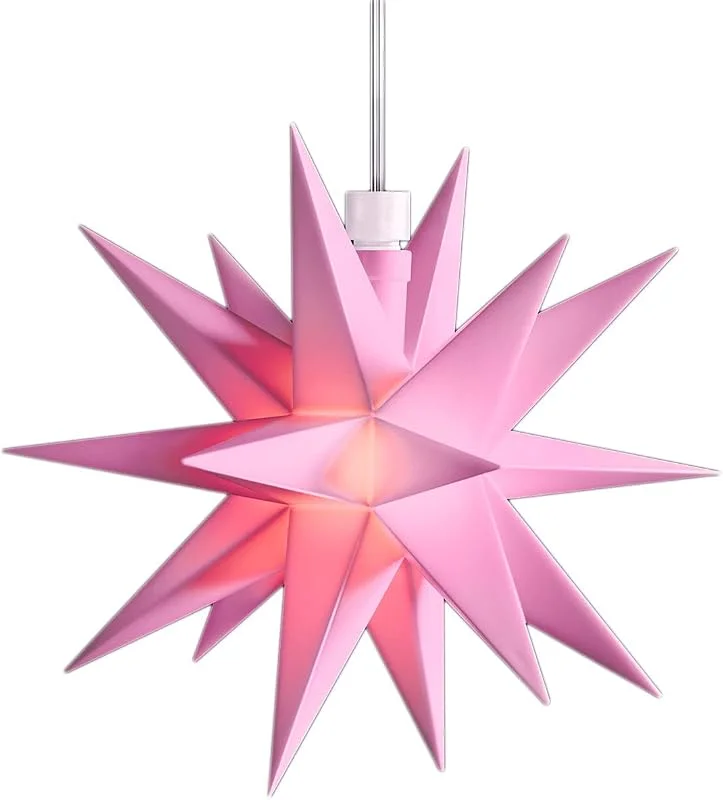 Besuche den Novaliv-Store Novaliv Weihnachtsstern LED Dekostern Klein 12cm ROSA mit Batteriefach für 3 AA Batterien 6h Timerfunktion 1, 5m Kabel INNENRAUM DEKO 3D Stern 18 Zackig Leuchtstern LED Pink Weihnachtsstern beleuchtet — Weihnachtsdeko
